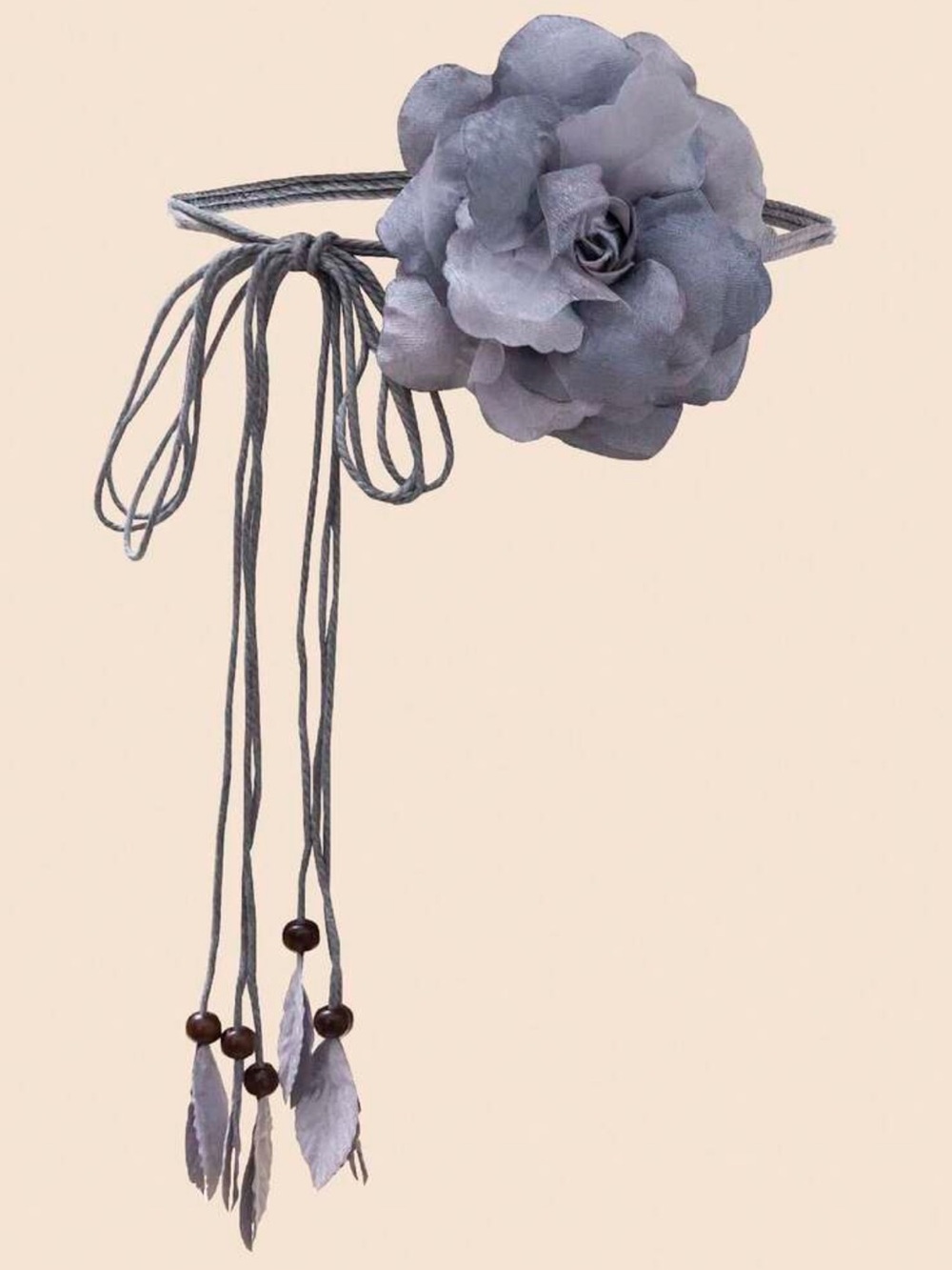 Women's Floral Tie Belt - Gray Flower Waist Accent